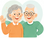 Two smiling senior friends